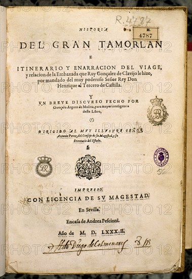 HISTORIA DEL GRAN TAMERLAN Y VIAJE DE RUY G DE CLAVIJO
MADRID, BIBLIOTECA NACIONAL RAROS
MADRID

This image is not downloadable. Contact us for the high res.