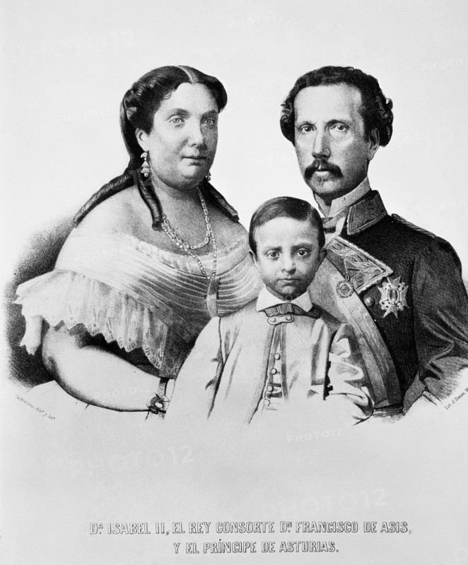 Donon, Queen Isabella II of Spain, Francis of Assisi and their son Alfonso XII