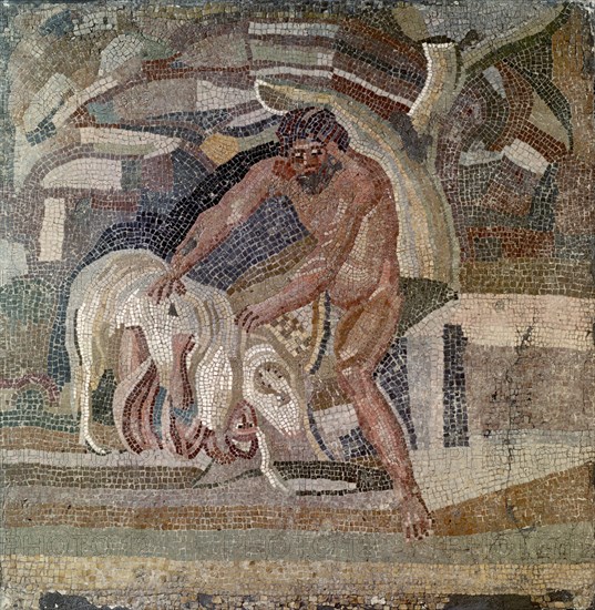 ULISES SE ESCONDE DE POLIFEMO DEBAJO DE UNA OVEJA (MOSAICO)
ROMA, MUSEO NACIONAL ROMANO
ITALIA

This image is not downloadable. Contact us for the high res.