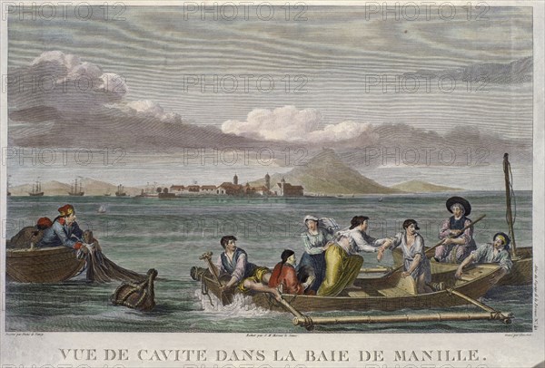 VANCY DUQUE DE
VISTA DE CAVITE EN LA BAHIA DE MANILA - GRABADO POR SIMONET - S XVIII