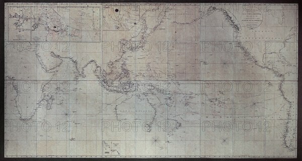ESPINOSA JOSE 1796/1883
CARTA DE VIAJES DE MALASPINA - OCEANO PACIFICO E INDICO
MADRID, MUSEO NAVAL
MADRID