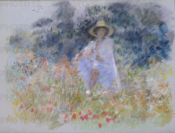 GRAU SANTOS JULIAN
(FIGURA EN UN JARDIN)-PASTEL-1985