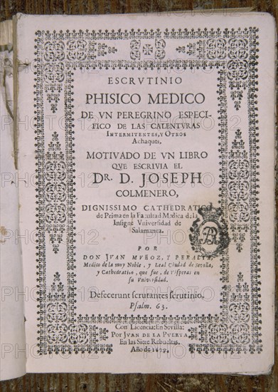 MUÑOZ PERALTA
ESCRUTINIO FISICO MEDICO DE UN PEREGRINO
MADRID, BIBLIOTECA NACIONAL PISOS
MADRID