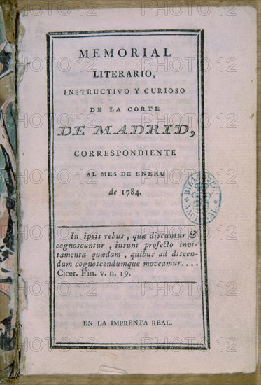 MEMORIAL LITERARIO (1784)
MADRID, BIBLIOTECA NACIONAL DIARIOS
MADRID

This image is not downloadable. Contact us for the high res.