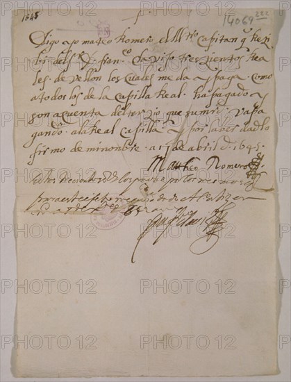 NOMINA ORIGINAL DE ROMERO M -MUSICO  DE LA CAPILLA REAL
MADRID, BIBLIOTECA NACIONAL
MADRID

This image is not downloadable. Contact us for the high res.