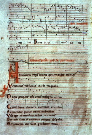 CODICE CALIXTINO-FOL 190-V AD HONOREN REGIS SUMI-CANCION
SANTIAGO DE COMPOSTELA, BIBLIOTECA CATEDRAL
CORUÑA

This image is not downloadable. Contact us for the high res.