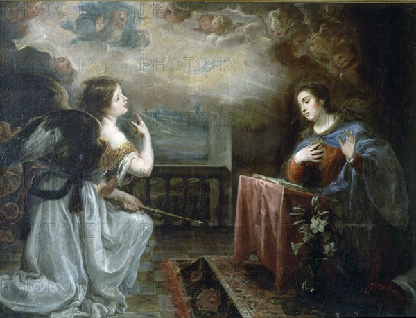 CARREÑO MIRANDA JUAN 1614/1685
ANUNCIACION 1653 1,60 X 2,29 CM. PINTURA BARROCA.ESPAÑOLA. ESCUELA MADRILEÑA. S XVII.
MADRID, HOSPIT VENERABLE ORDEN TERCERA
MADRID
