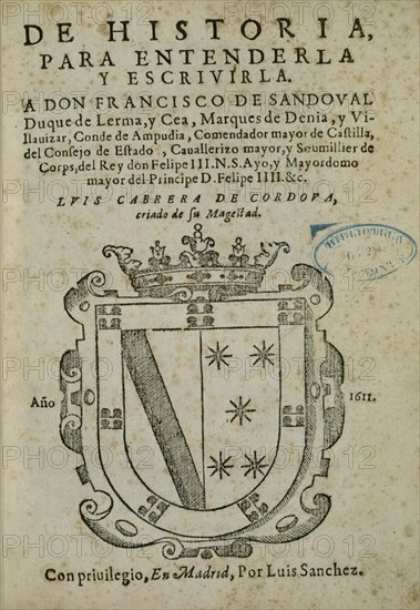 CABRERA CORDOBA L
HISTORIA PARA ENTENDERLA Y ESCRIBIRLA A D.FRANCISCO DE SANDOVAL-MADRID A 1611
MADRID, BIBLIOTECA NACIONAL RAROS
MADRID

This image is not downloadable. Contact us for the high res.