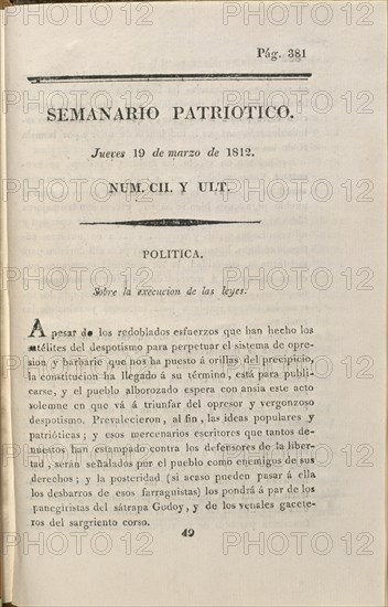 SEMANARIO PATRIOTICO-19-3-1812-
MADRID, SENADO-BIBLIOTECA
MADRID