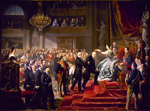 LOPEZ PIQUER LUIS
CORONACION DE D MANUEL QUINTANA POR ISABEL II EN SALON DE SESIONES DEL SENADO 25/3/1855
MADRID, SENADO-PINTURA
MADRID