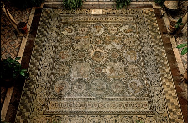 MOSAICO ROMANO-AMORES DE JUPITER,POLIFEMO Y ESTACIONES DEL AÑO(EN ANGULOS)PROC ITALICA
SEVILLA, CASA CONDESA LEBRIJA
SEVILLA

This image is not downloadable. Contact us for the high res.