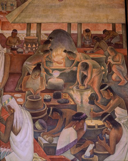 RIVERA DIEGO 1886/1957
TABLERO-MERCADO DE TLATELOLCO-HORNOS DE FUNDICION Y GRABADO
MEXICO DF, PALACIO NACIONAL
MEXICO
