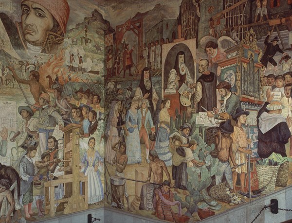 RIVERA DIEGO 1886/1957
PINTURAS MURALES-HISTORIA DE MEXICO-SOR JUANA INES DE CRUZ
OAXACA, PALACIO GOBIERNO
MEXICO