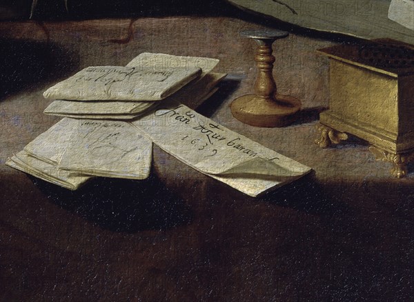 Zurbaran, Sacristy - Portrait of Gonzalo de Illescas (detail of the signature)