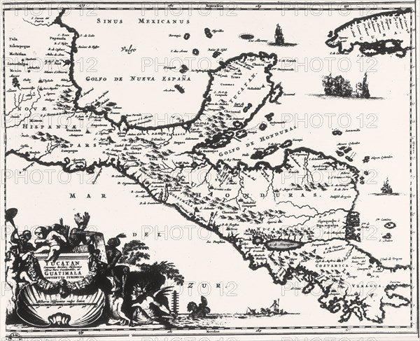 Carte du Yucatan, du Honduras et du Guatemala