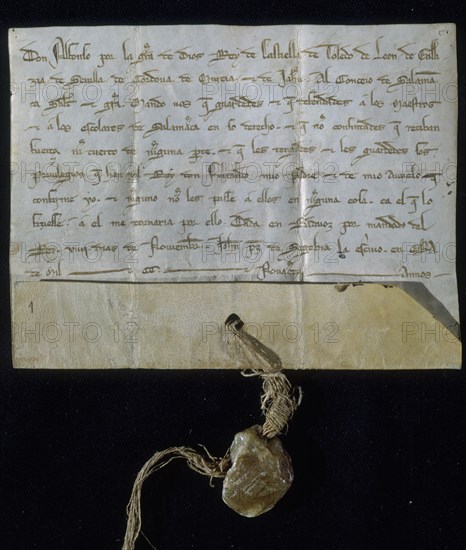 CARTA DE ALFONSO X OTORGANDO A SALAMANCA HACER PRIMERAS CATEDRAS-1254
SALAMANCA, UNIVERSIDAD BIBLIOTECA
SALAMANCA

This image is not downloadable. Contact us for the high res.