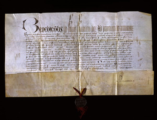 BULA DEL PAPA BENEDICTO XIII(LUNA) A LA UNIVERSIDAD-S XV
SALAMANCA, UNIVERSIDAD BIBLIOTECA
SALAMANCA

This image is not downloadable. Contact us for the high res.