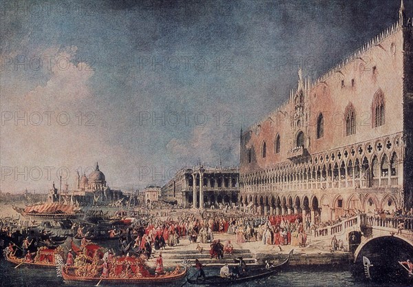 CANALETTO 1697/1768
LA RECEPCION DEL EMBAJADOR DE FRANCIA EN VENECIA-1740
PARIS, MUSEO LOUVRE-INTERIOR
FRANCIA