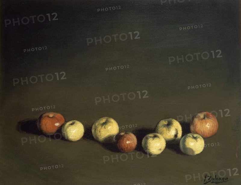 Ignacio Zuloaga (1870-1945)     BODEGON DE LAS OCHO MANZANAS-1944-OLEO/LOENZO-37 X 72 CM.