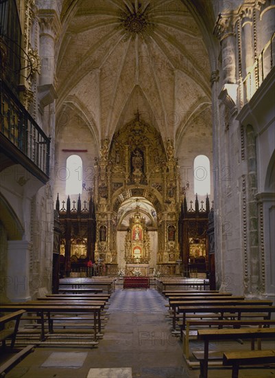 INTERIOR HACIA LA CABECERA-RETABLO MAYOR Y CUPULA ESTRELLADA
OÑA, MONASTERIO DE SAN SALVADOR
BURGOS

This image is not downloadable. Contact us for the high res.