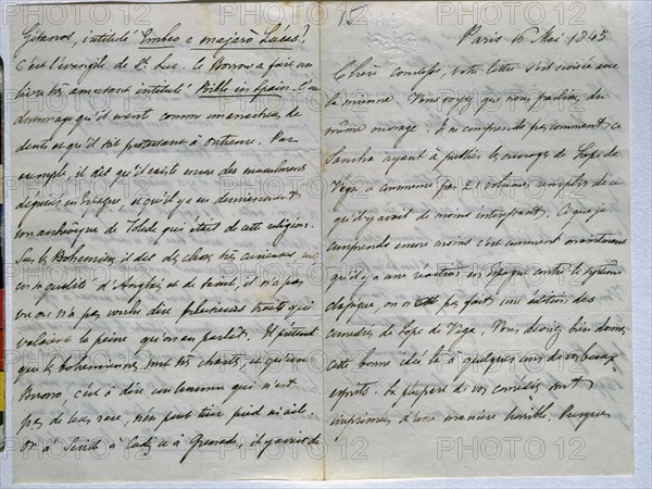 CARTA MANUSCRITA DIRIJIDA A LA CONDESA DESDE PARIS EN 1845
MADRID, COLECCION DUQUES DE ALBA
MADRID
