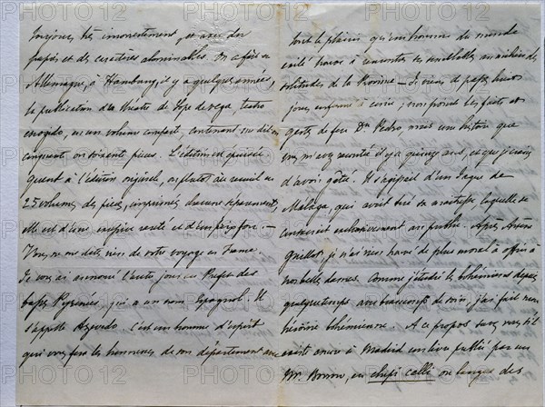 CARTA MANUSCRITA DIRIJIDA A LA CONDESA DESDE PARIS EN 1845
MADRID, COLECCION DUQUES DE ALBA
MADRID