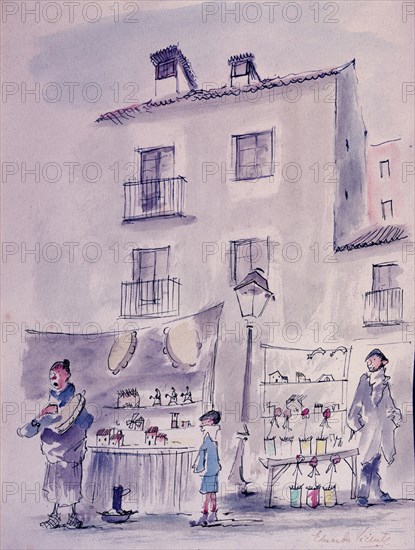 VICENTE EDUARDO
ESCENA MADRILEÑA-1953-DIBUJO A PLUMILLA
MADRID, COLECCION DEL MORAL
MADRID