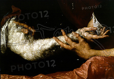Ribera, Isaac et Jacob - Détail du bras de Jacob avec la peau de chevreau