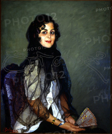 ZULOAGA IGNACIO 1870-1945
ANGUSTIAS DE BLANCO CON MANTILLA NEGRA Y ABANICO-O/L 95X79CM
MADRID, COLECCION PARTICULAR
MADRID