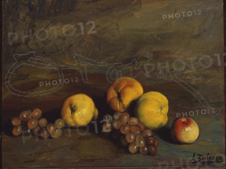 ZULOAGA IGNACIO 1870-1945
BODEGON(MELOCOTON,MANZANAS,PERA Y UVAS)
PEDRAZA, COLECCION SUAREZ ZULOAGA
SEGOVIA