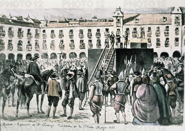 GRABADO-EJECUCION DE RODRIGO CALDERON EN LA PLAZA MAYOR DE MADRID-(CASARIEGO)
MADRID, MUSEO MUNICIPAL
MADRID