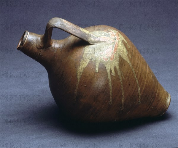 CANTARO DE CUELLO ALTO Y GRAN ASA CON VIDRIADO A MODO DE MANCHA EN LA UNION
UGIJAR, COLECCION PARTICULAR
GRANADA