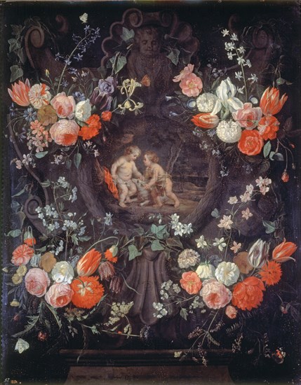 Van Kessel, Garland With Child Jesus and Saint John