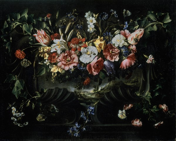 de Arellano, Garland of Flowers with Landscape