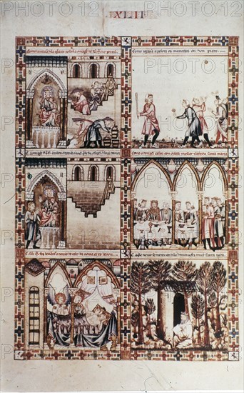 ALFONSO X EL SABIO 1221/84
MTI1- CANTIGA STA Mº Nº 42-FOL. 61 V. CLERIZONTE METIO EL ANILLO EN EL DEDO DE LA VIRGEN.MINIATURA S
SAN LORENZO DEL ESCORIAL, MONASTERIO-BIBLIOTECA
MADRID

This image is not downloadable. Contact us for the high res.