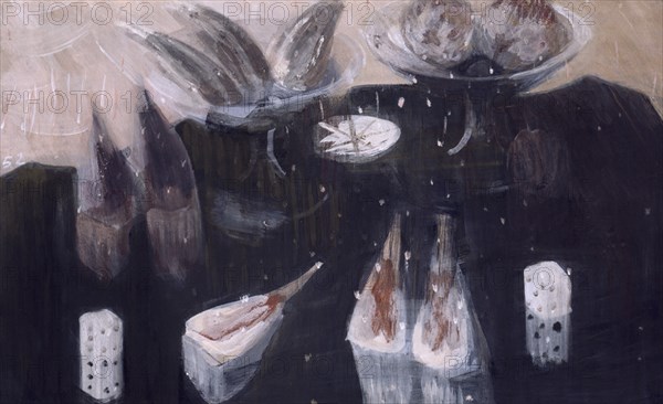 COSSIO PANCHO FRANCISCO 1884/1970
BODEGON CON BREVAS Y DADOS 1952 - GOUACHE/PAPEL 48X74 CM
ALICANTE, COLECCION PARTICULAR
ALICANTE

This image is not downloadable. Contact us for the high res.
