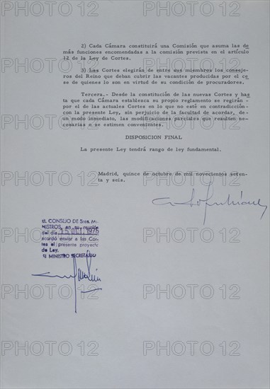 PROYECTO DE LEY PARA REFORMA POLITICA 1977-PG 3-FIRMADO POR ADOLFO SUAREZ
MADRID, CONGRESO DE LOS DIPUTADOS-BIBLIOTECA
MADRID

This image is not downloadable. Contact us for the high res.