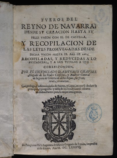 ZABALA GREGORIO
PORTADA-FUEROS DEL REINO DE NAVARRA - PAMPLONA 1486 -
MADRID, SENADO-BIBLIOTECA
MADRID

This image is not downloadable. Contact us for the high res.