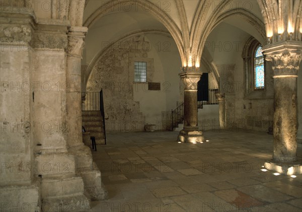 INTERIOR-VISTA DE LA NAVE-RECONSTRUIDA EN S XII POSTERIORMENTE SE UTILIZO COMO MEZQUITA
JERUSALEN, CENACULO
ISRAEL

This image is not downloadable. Contact us for the high res.