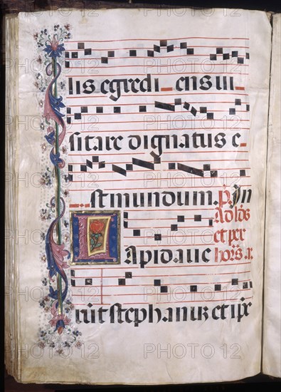 LIBRO DE CORO-S XV-PAGINA MINIADA CON LETRA CAPITULAR L
GUADALUPE, MONASTERIO-BIBLIOTECA
CACERES