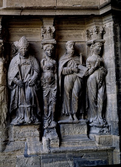 EXTERIOR- DET PORTADA PRINCIPAL-ESCULTURAS:CARIATIDES JUNTO A S PABLO Y OBISPO
TARAZONA, CATEDRAL NTRA SRA DE LA HUERTA
ZARAGOZA