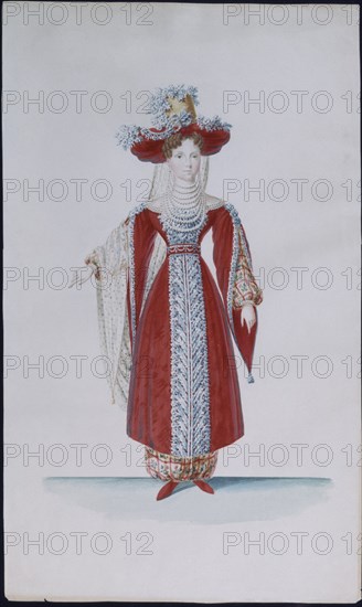CRUZ Y RIOS LUIS DE 1776/1853
ACUARELA-REINA Mª JOSEFA AMALIA CON DISFRAZ DE PRINCESA DE TARTARIA-PARA CARNAVAL DE 1830
MADRID, BIBLIOTECA NACIONAL
MADRID