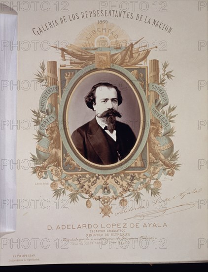 GALERIA REPRESENTANTES DE LA NACION 1869-D.ADELARDO LOPEZ DE AYALA-DIPUTADO POR ANTEQUERA
MADRID, CONGRESO DE LOS DIPUTADOS-BIBLIOTECA
MADRID

This image is not downloadable. Contact us for the high res.