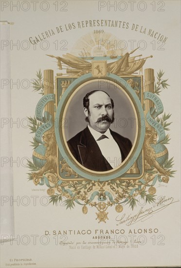 GALERIA REPRESENTANTES DE LA NACION 1869-D.SANTIAGO FRANCO ALONSO-DIPUTADO DE ASTORGA(LEON)
MADRID, CONGRESO DE LOS DIPUTADOS-BIBLIOTECA
MADRID

This image is not downloadable. Contact us for the high res.