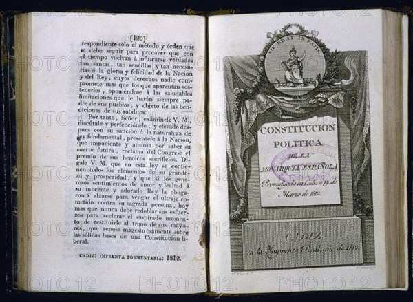 CONSTITUCION POLITICA DE LA MONARQUIA ESPAÑOLA PROMULGADA EN CADIZ EL 19/3/1812-DOBLE PAGINA 120
MADRID, CONGRESO DE LOS DIPUTADOS-BIBLIOTECA
MADRID