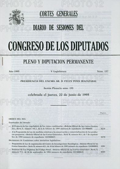DIARIO DE SESIONES DEL PLENO-PUBLICIDAD DE TRAMITACION DEL PROYECTO DE LEY DEL CODIGO PENAL
MADRID, CONGRESO DE LOS DIPUTADOS-BIBLIOTECA
MADRID

This image is not downloadable. Contact us for the high res.