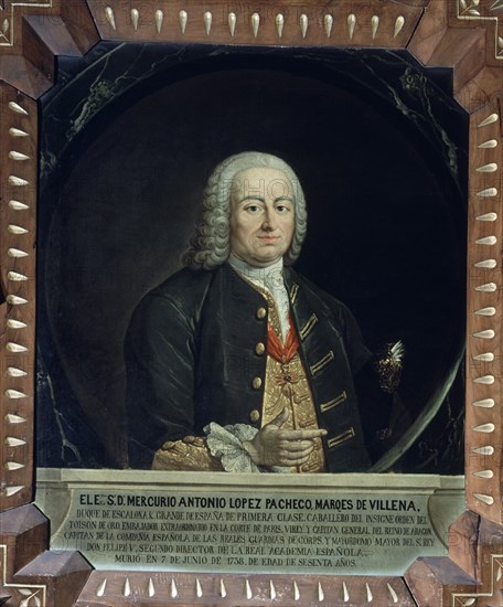 MERCURIO ANTONIO LOPEZ PACHECO- MARQUES DE VILLENA Y DUQUE DE ESCALONA ( +1738) SEGUNDO DIRECTOR DE 
MADRID, ACADEMIA DE LA LENGUA
MADRID

This image is not downloadable. Contact us for the high res.