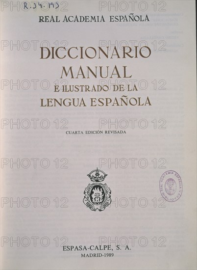 PORTADA DEL DICCIONARIO MANUAL E ILUSTRADO DE LA LENGUA ESPAÑOLA- 1989
MADRID, ACADEMIA DE LA LENGUA
MADRID

This image is not downloadable. Contact us for the high res.
