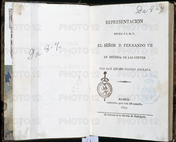 FLOREZ ESTRADA ALVARO
REPRESENTACION HECHA A FERNANDO VII EN DEFENSA DE LAS CORTES - 1820
MADRID, SENADO-BIBLIOTECA
MADRID

This image is not downloadable. Contact us for the high res.