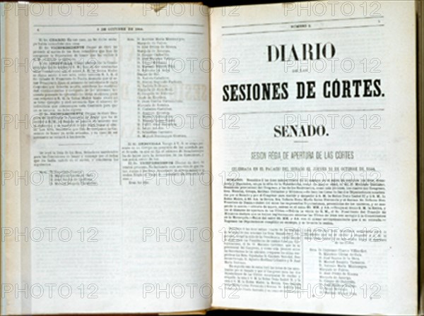SESION REGIA (1ª DE ISABEL II)- DIARIO DE SESIONES 10/10/1844-PRESIDE EL SENADO JOSE Mª MOSCOSO
MADRID, SENADO-BIBLIOTECA
MADRID